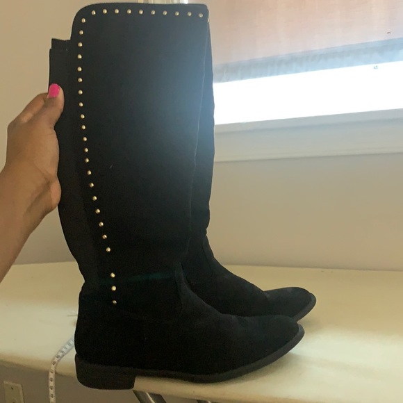 Tall black studded Sam Edelman Knee Boots - Picture 2 of 13